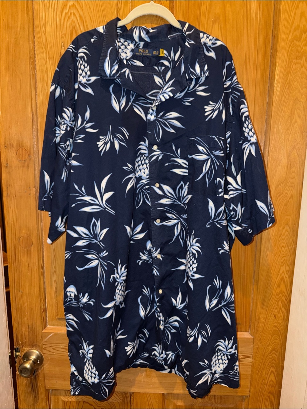 Polo Ralph Lauren Navy Blue Hawaiian Button-Up Shirt 4XLT